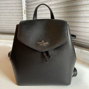 Kate Spade 100% Leather Lizzie Black Medium Flap Backpack